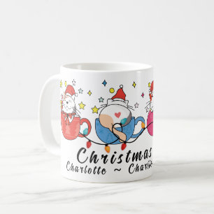 Mug Chats de Noël amusants I Fête de Noël Monogramme