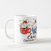 Mug Chats de Noël amusants I Fête de Noël Monogramme (Gauche)