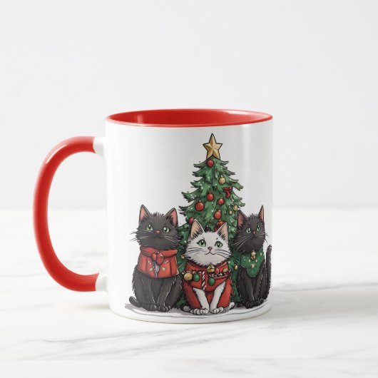 Mug Chats de Noël mignons (Gauche)