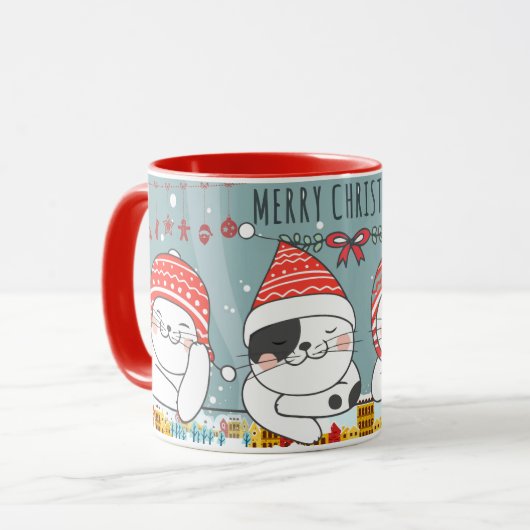 Mug Chats de Noël mignons (Devant gauche)