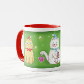 Mug Chats de Noël mignons de dessin animé avec des cha (Devant gauche)