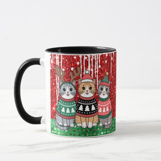 Mug Chats de Noël mignons Je t'aime Maman (Gauche)