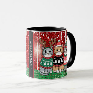 Mug Chats de Noël mignons Je t'aime Maman