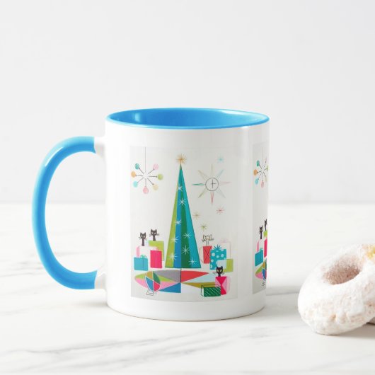 Mug chats de Noël rétro vintage (Avec donut)
