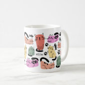 Mug Chats doodles mignons et empreintes de pattes (Devant droit)