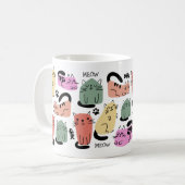 Mug Chats doodles mignons et empreintes de pattes (Devant gauche)