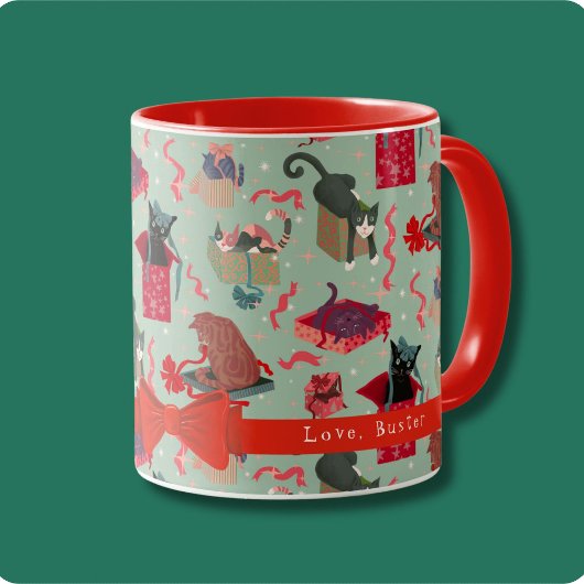 Mug Chats Drôle Dans Les Boîtes De Noël Personnalisées