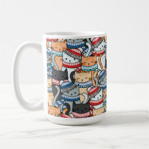 Mug Chats en Écharpes d'hiver et Motif Casquette