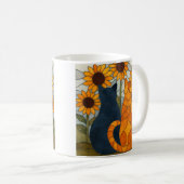 Mug Chats en vitrail et conception d'art de tournesols (Devant droit)