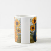Mug Chats en vitrail et conception d'art de tournesols (Centre)