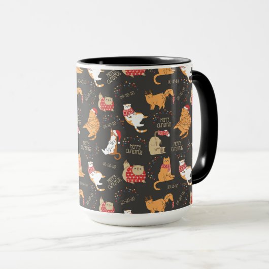 Mug Chats Festifs avec lumière Motif de Noël (Devant droit)