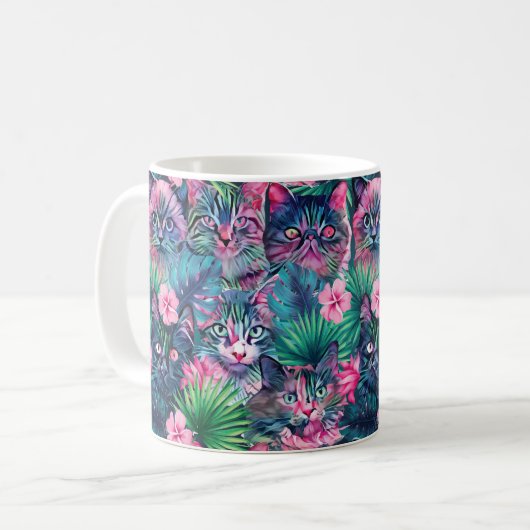 Mug Chats fleuris d'été (Devant gauche)