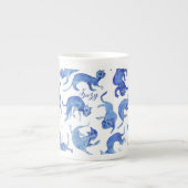 Mug Chats Flottants Bleu de Style Ming (Devant)