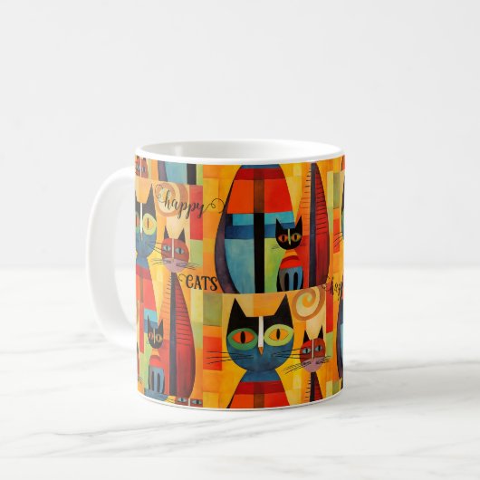 Mug Chats joyeux et colorés (Devant gauche)