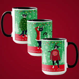 Mug Chats Meowny Dans De Gros Chandails De Noël