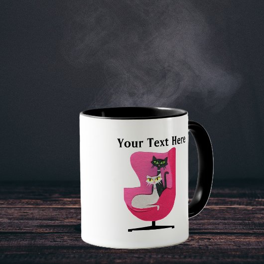 Mug Chats mignons de style milieu de siècle assis dans
