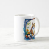 Mug Chats mignons en fenêtre de fleurs (Devant droit)