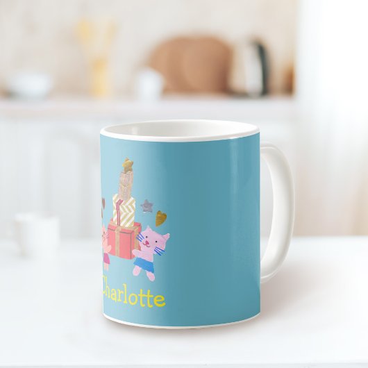 Mug Chats mignons et cadeaux| Nom bleu