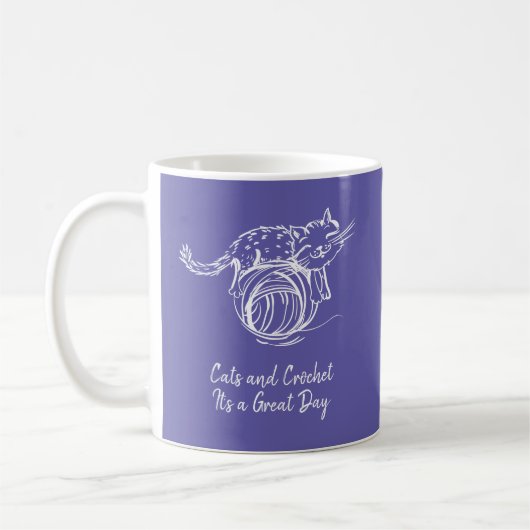 Mug Chats mignons et Crochet C'est un grand jour viole (Gauche)
