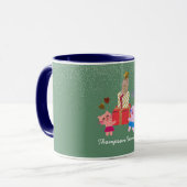 Mug Chats mignons et présente Noël vert mousse (Devant gauche)