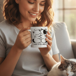 Mug Chats Mignons Kawaii S'embrassant L'Amour C'est To