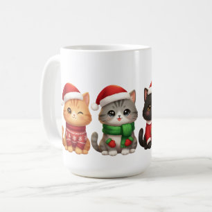 Mug Chats mignons pour Noël - Dessin de chats pour les