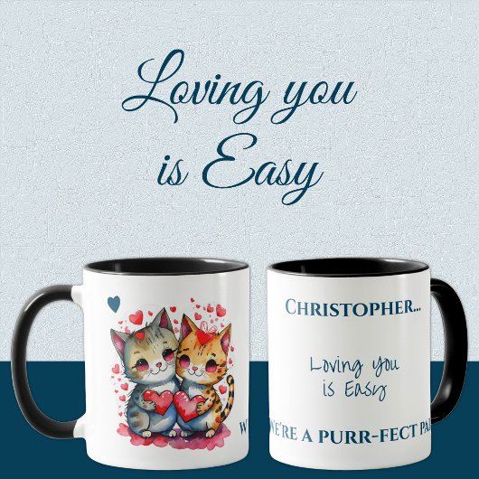 Mug Chats mignons qui vous aiment nom personnalisé ble