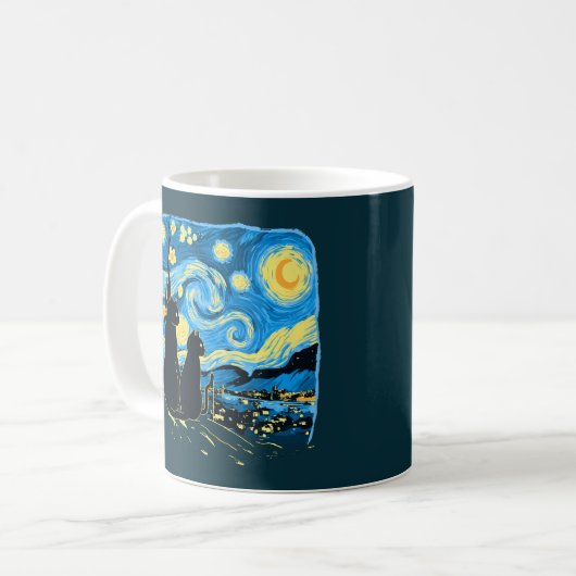 Mug Chats mignons Starry Nuit Van Gogh Père Mère Fils (Devant gauche)