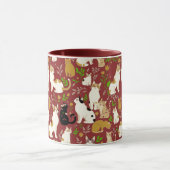 Mug Chats mignons sur fond bordeaux (Centre)
