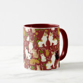 Mug Chats mignons sur fond bordeaux (Devant droit)