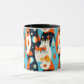 Mug Chats modernes du milieu du siècle sur un Arrière  (Centre)