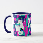 Mug Chats modernes du milieu du siècle sur un Arrière  (Gauche)