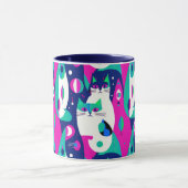 Mug Chats modernes du milieu du siècle sur un Arrière  (Centre)