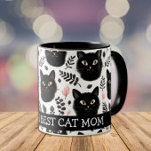 Mug Chats Noirs Boho et maman Chat Feuille