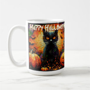 Mug Chats noirs Chauves-souris Citrouilles Fantaisie P