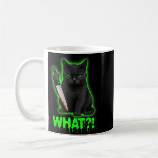 Mug Chats noirs drôles d'Halloween effrayants Kitty Qu