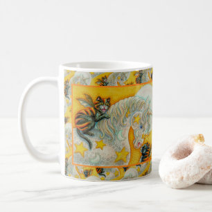 Mug CHATS NOIRS EN FLAMMES AVEC LICORNE D'HALLOWEEN Co