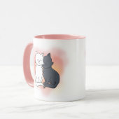 Mug Chats noirs et blancs dans l'amour Dreamy rose (Devant gauche)