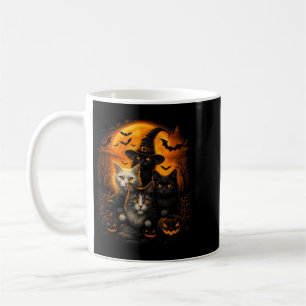 Mug Chats noirs et blancs d'Halloween avec citrouilles