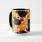 Mug Chats noirs et citrouilles (Devant gauche)