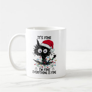 Mug Chats noirs Noël C'est bon Je vais bien tout