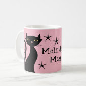 Mug Chats noirs rétro, baby boomer rose (Devant gauche)