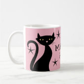 Mug Chats noirs rétro, baby boomer rose (Gauche)
