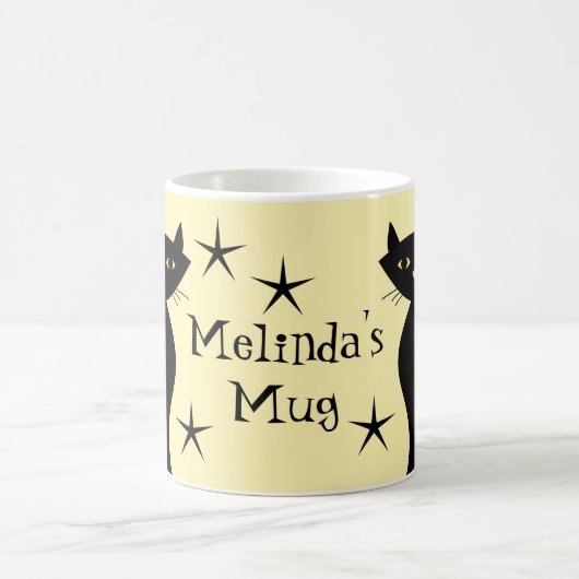 Mug Chats noirs rétro, dimanche Jaune (Centre)