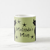 Mug Chats noirs rétro, vert d'herbe blanche (Centre)