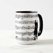 Mug Chats noirs sur feuille de musique (Devant droit)
