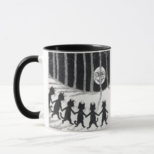 Mug Chats noirs tenant les mains au clair de lune ・ Lo (Gauche)