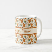 Mug Chats orange et blanc Style d'art naïf Bloc de cou (Devant droit)