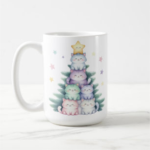 MUG CHATS PASTEL EN FORME D'ARBRE DE NOËL