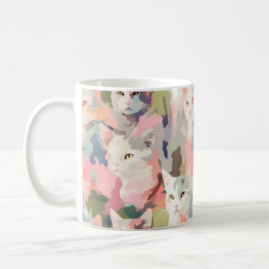 Mug Chats pastel motif coloré (Gauche)